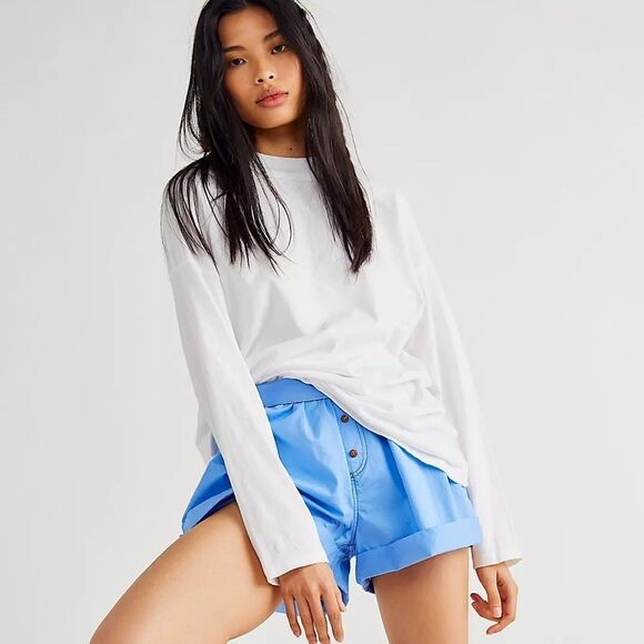 Free People We The Free Be Free White Long Sleeve Crewneck Tunic Top M NWT - Picture 1 of 2